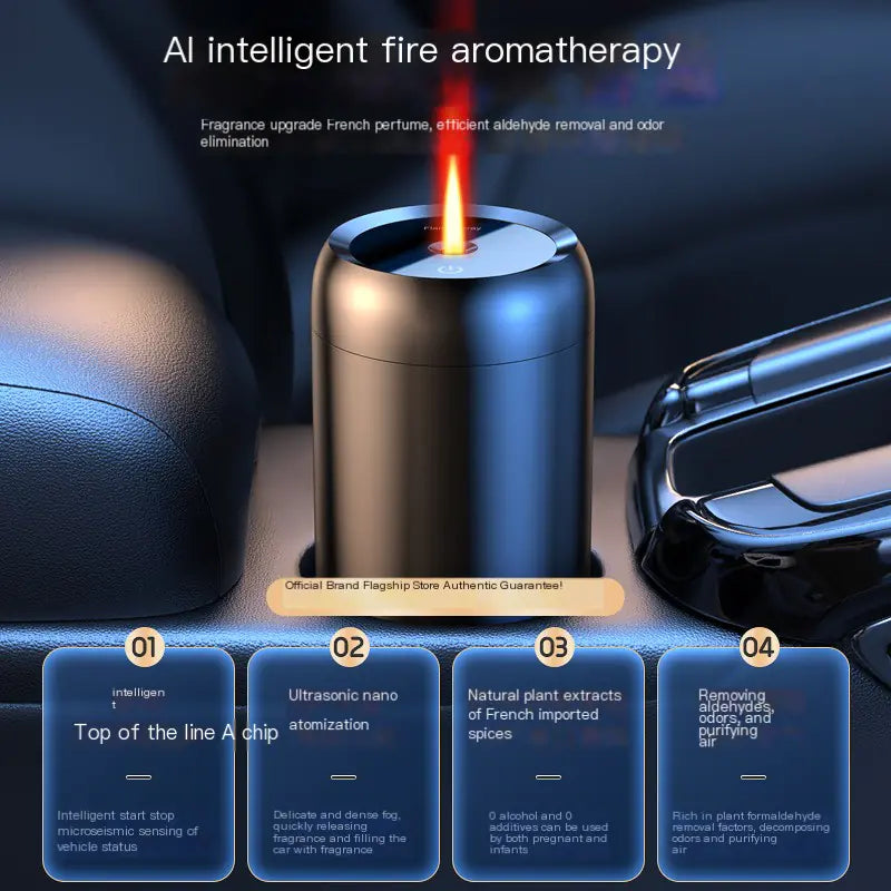 Smart Car Aromatherapy Diffuser with Flame Atmosphere Light